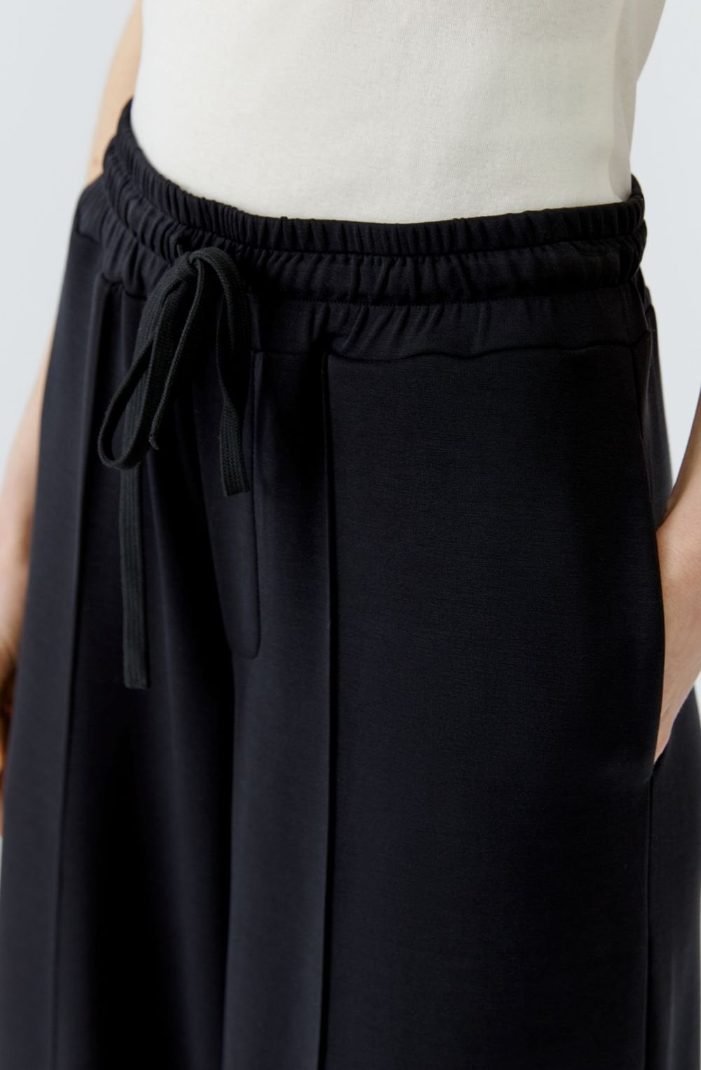 Black Scuba Jersey Wide Leg Trousers