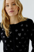 Black Sequin Polka Dot Shortened Cardigan