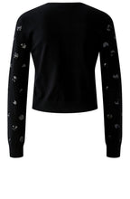 Black Sequin Polka Dot Shortened Cardigan