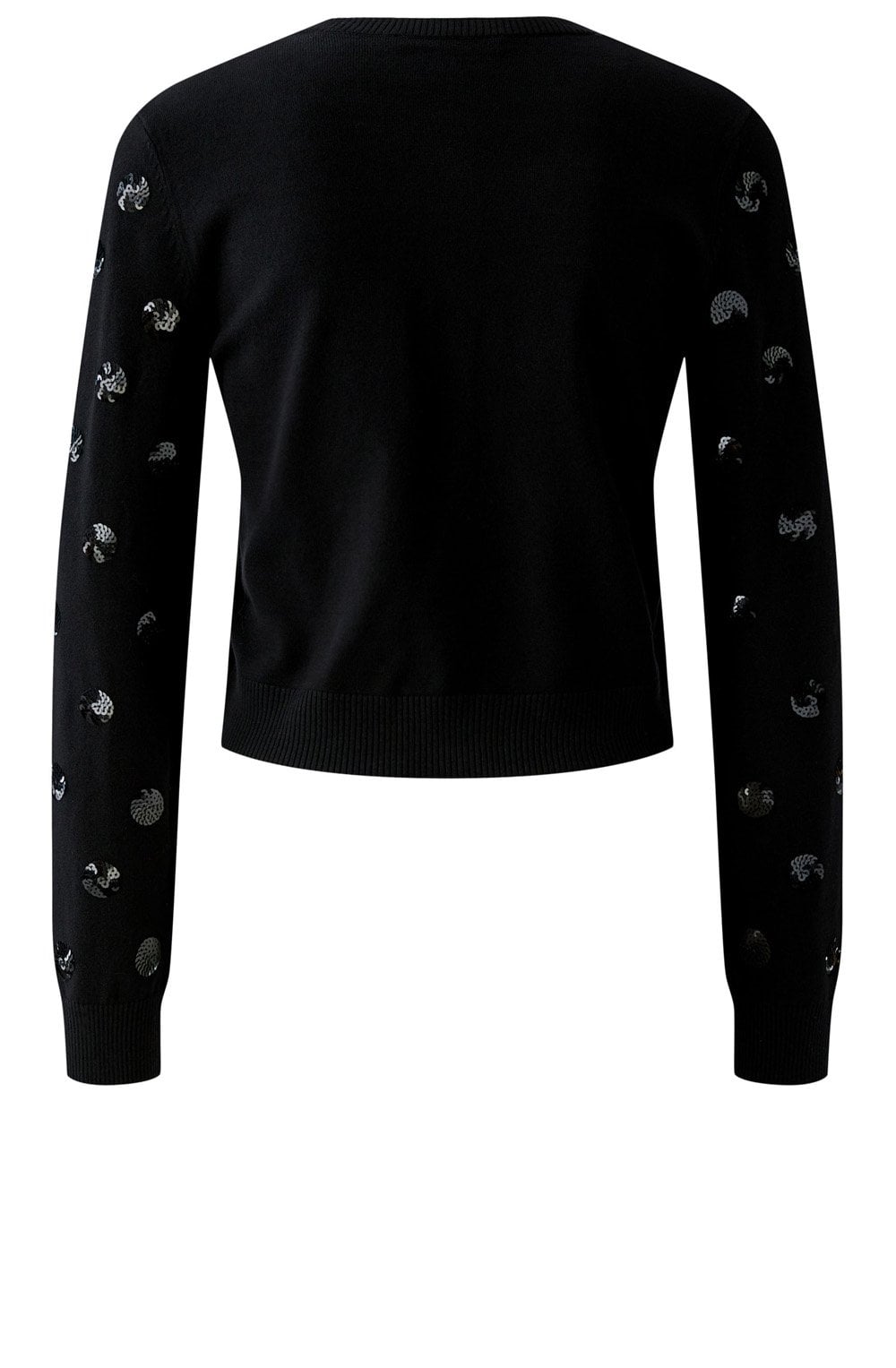 Black Sequin Polka Dot Shortened Cardigan