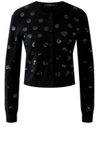 Black Sequin Polka Dot Shortened Cardigan