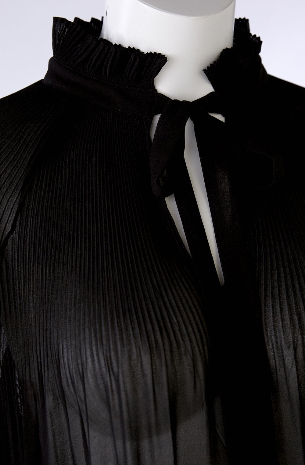 Black Sheer Pleated Blouse