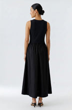 Black Silk Touch and Cotton Skirt Maxi Dress