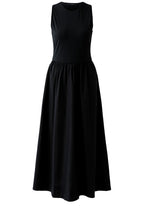 Black Silk Touch and Cotton Skirt Maxi Dress