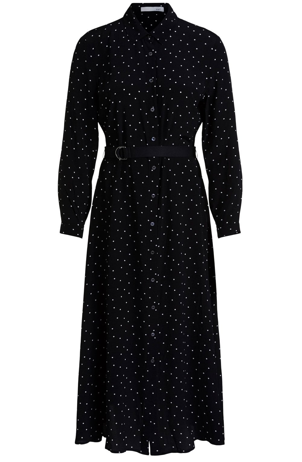Black Spot Print Shirt Dress
