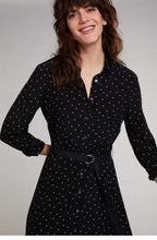 Black Spot Print Shirt Dress