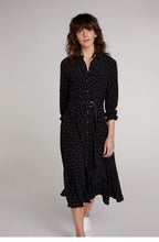 Black Spot Print Shirt Dress