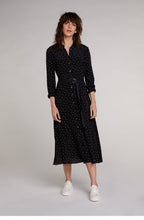Black Spot Print Shirt Dress