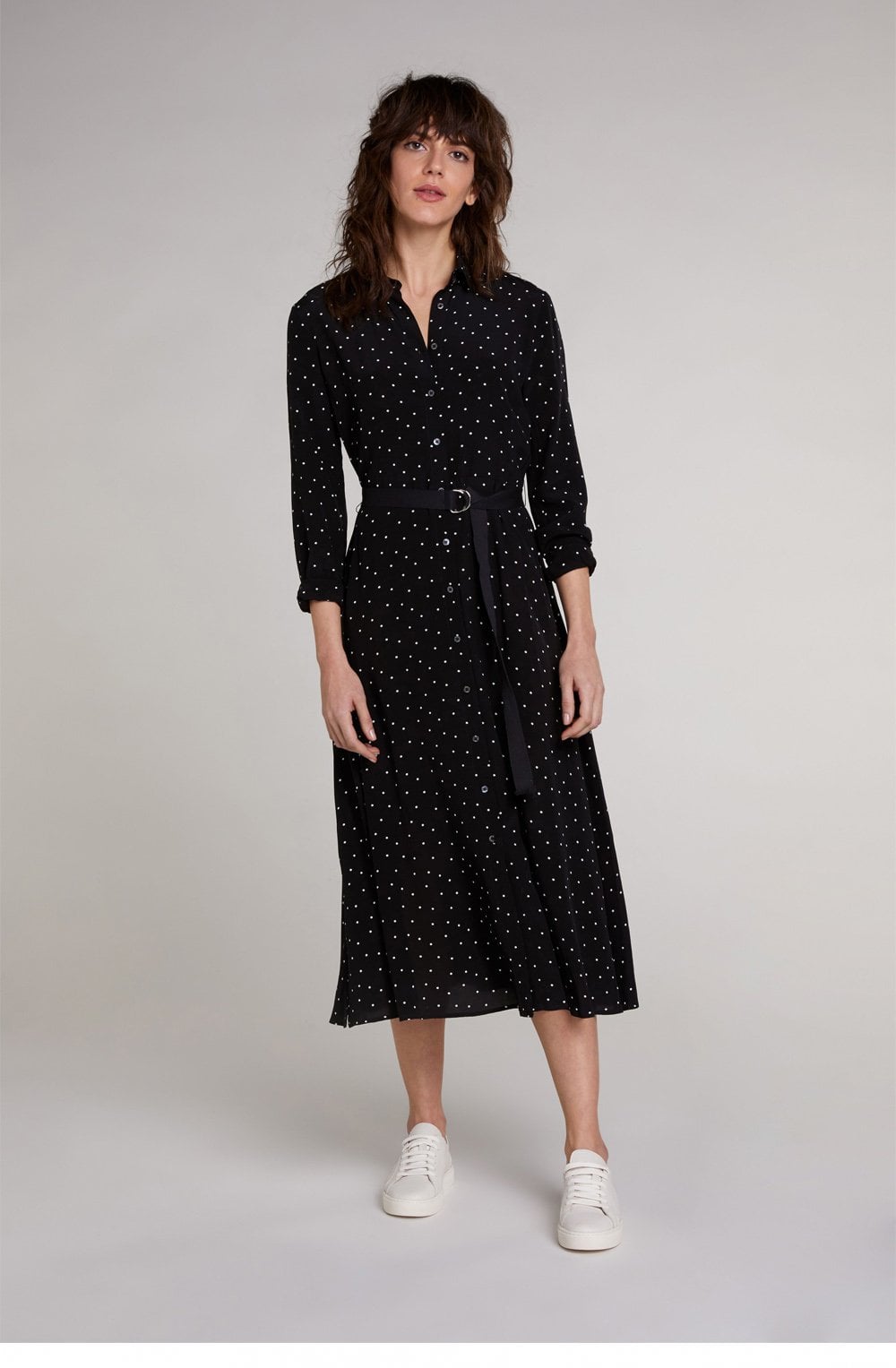 Black Spot Print Shirt Dress