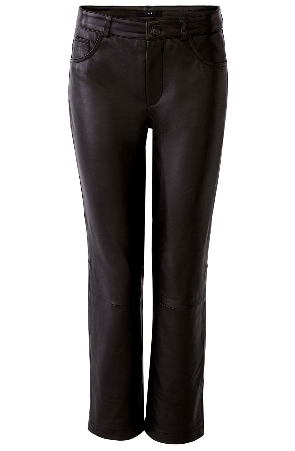 Black Straight Leg Leather Trousers