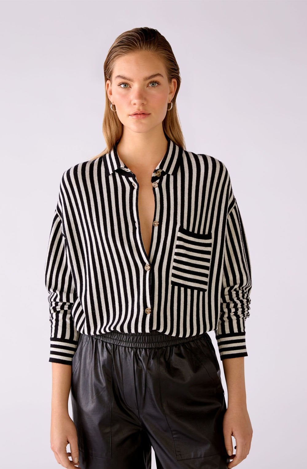 Black Striped Soft Knit Shirt