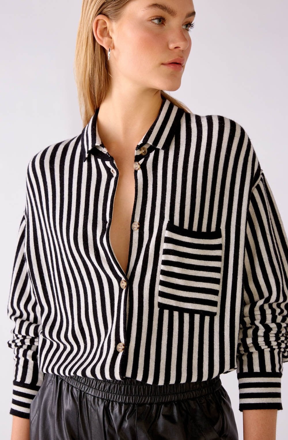 Black Striped Soft Knit Shirt