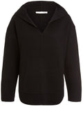 Black V Neck Hooded Jumper