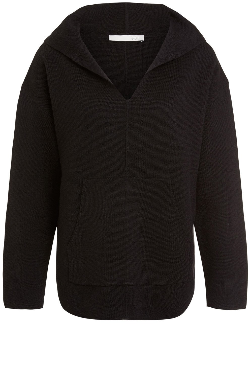 Black V Neck Hooded Jumper
