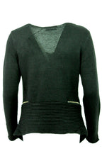 Oui black V neck jumper with zip detail