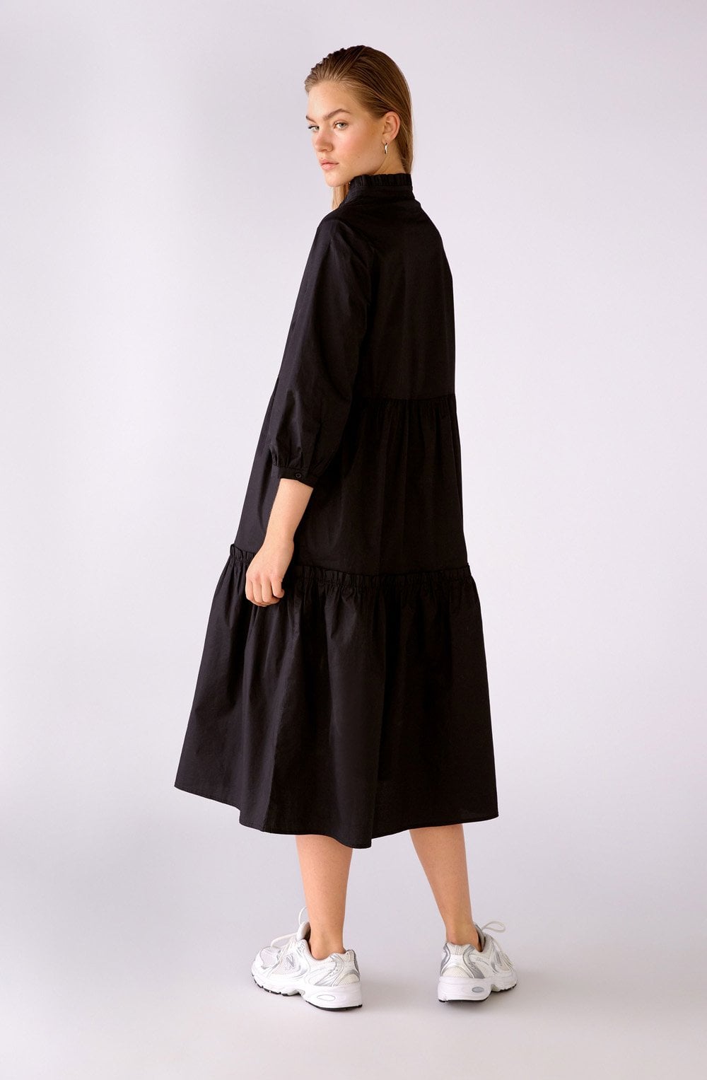 Black V Neck Ruffle Tiered Dress