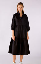 Black V Neck Ruffle Tiered Dress