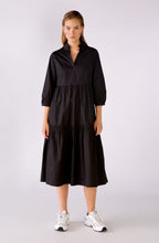 Black V Neck Ruffle Tiered Dress