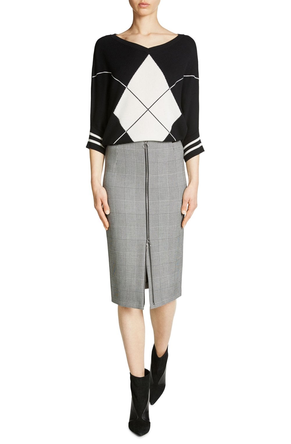 Black & White Check Pencil Skirt