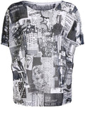 Black & White Newspaper Print Top