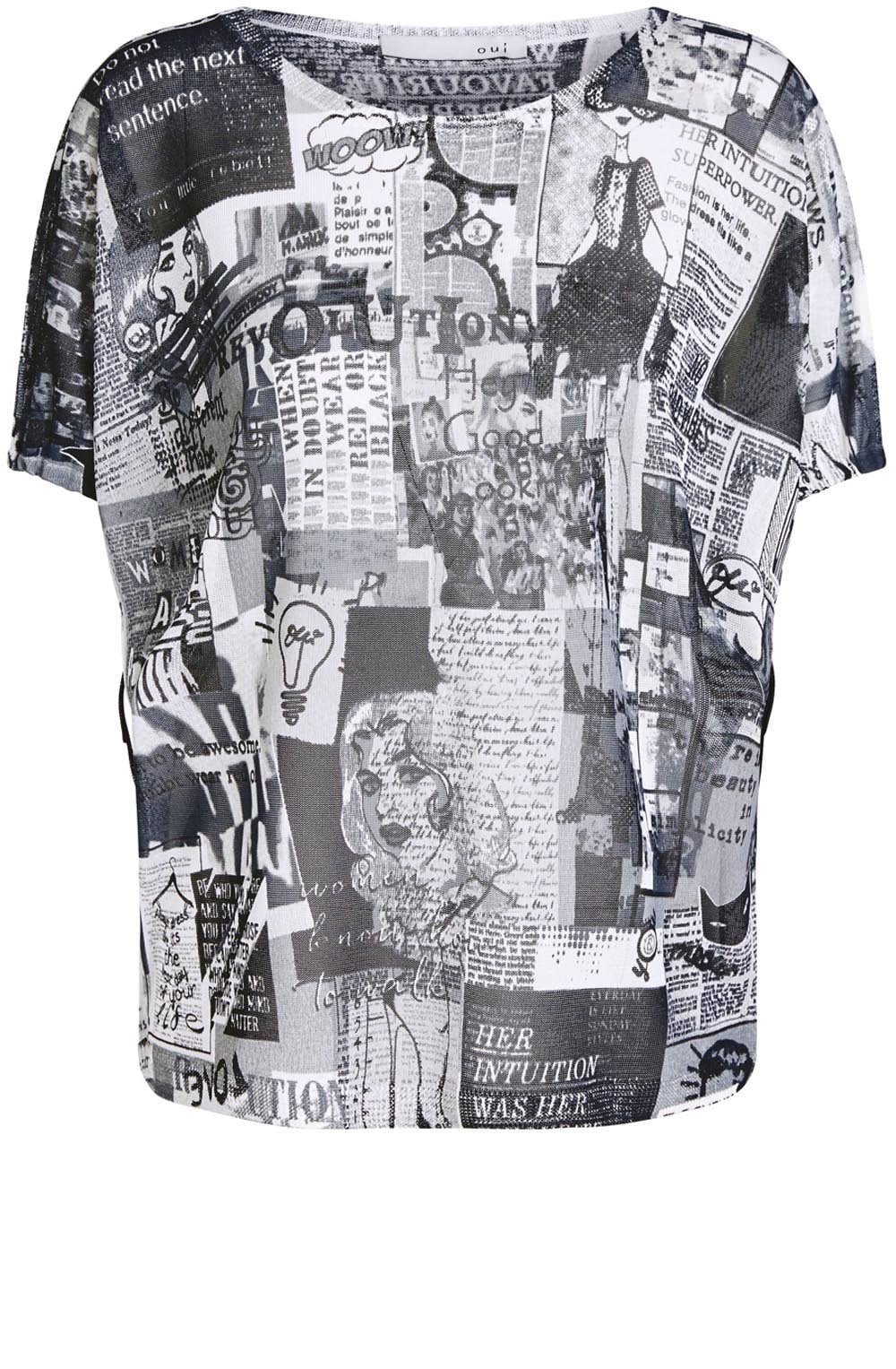 Black & White Newspaper Print Top