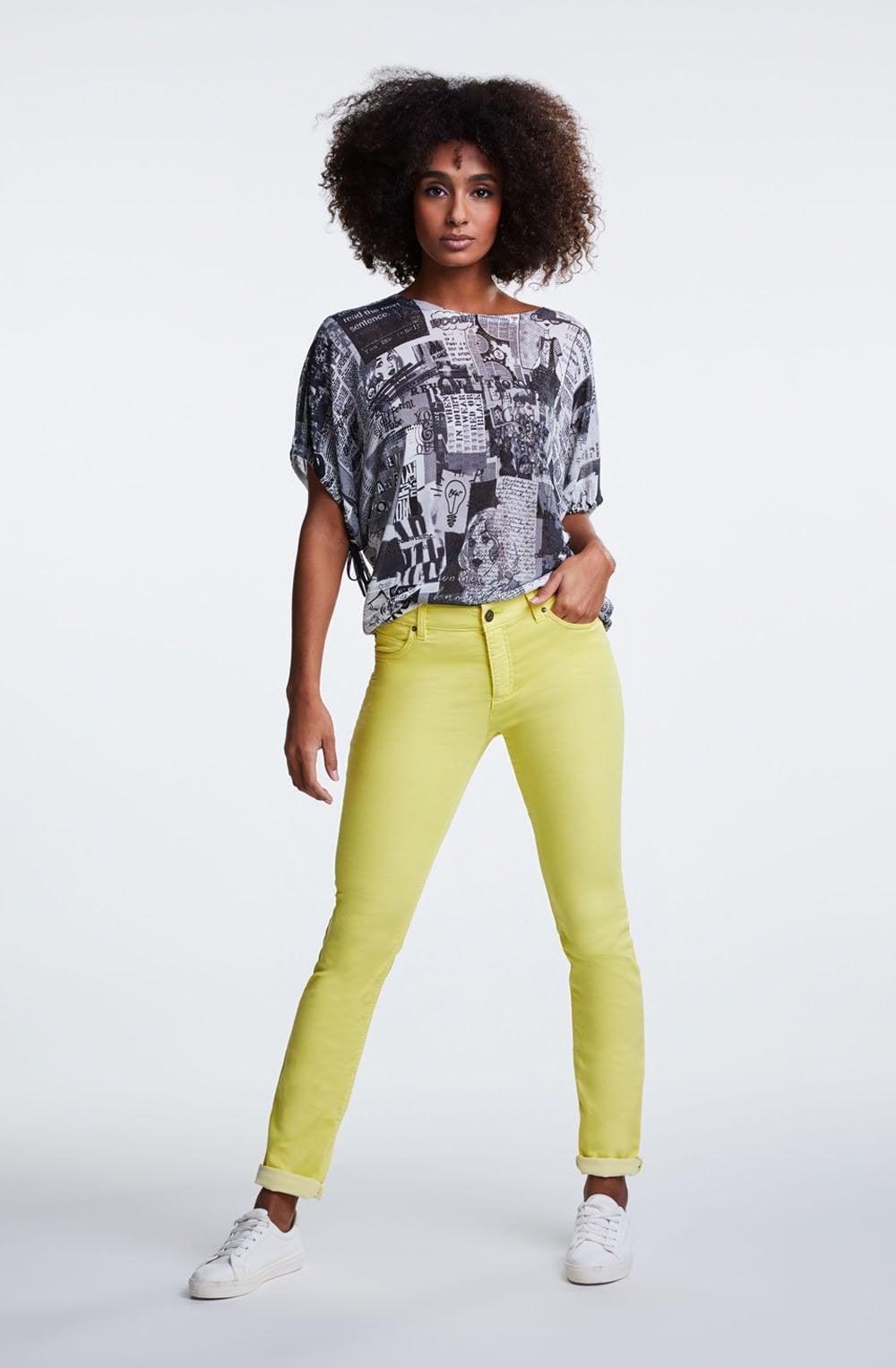Black & White Newspaper Print Top