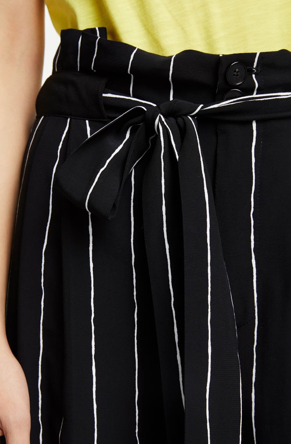 Black & White Wide Leg Striped Trousers