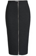 Black Zip Front Pencil Skirt