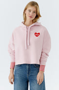 Bleached Mauve Embroidered Heart Hooded Jumper