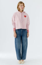 Bleached Mauve Embroidered Heart Hooded Jumper