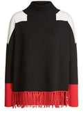 Block Design Tassel Hem Sweater