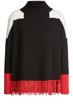 Block Design Tassel Hem Sweater