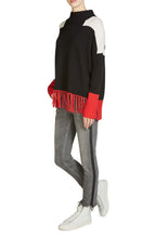 Block Design Tassel Hem Sweater