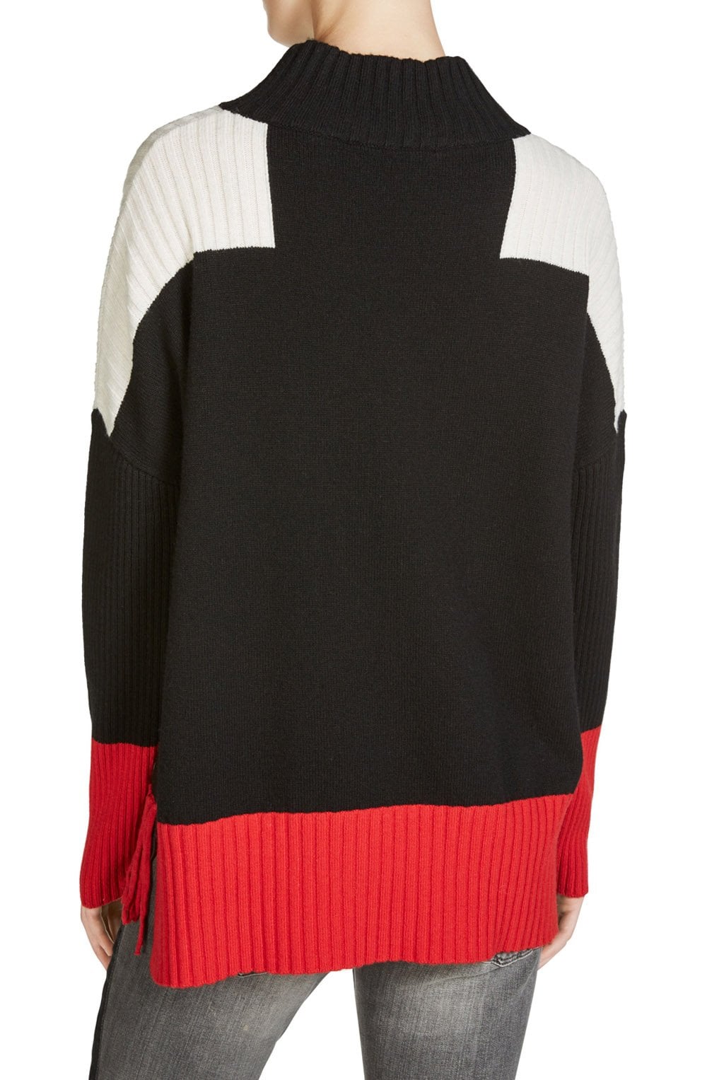 Block Design Tassel Hem Sweater
