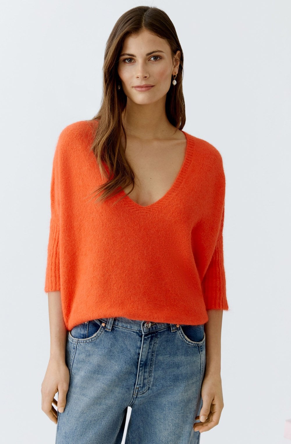Blood Orange Poncho Shape Pullover
