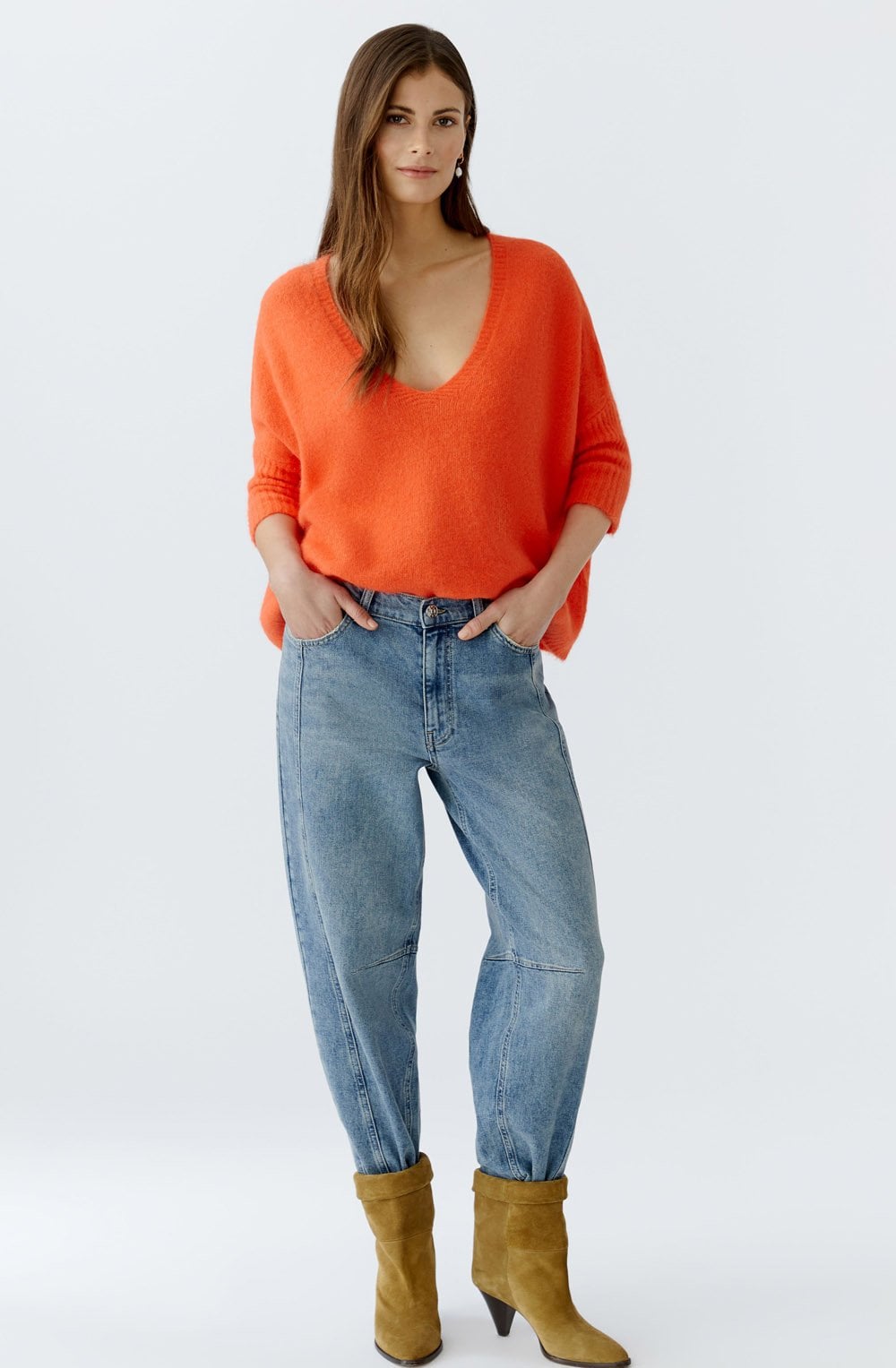 Blood Orange Poncho Shape Pullover