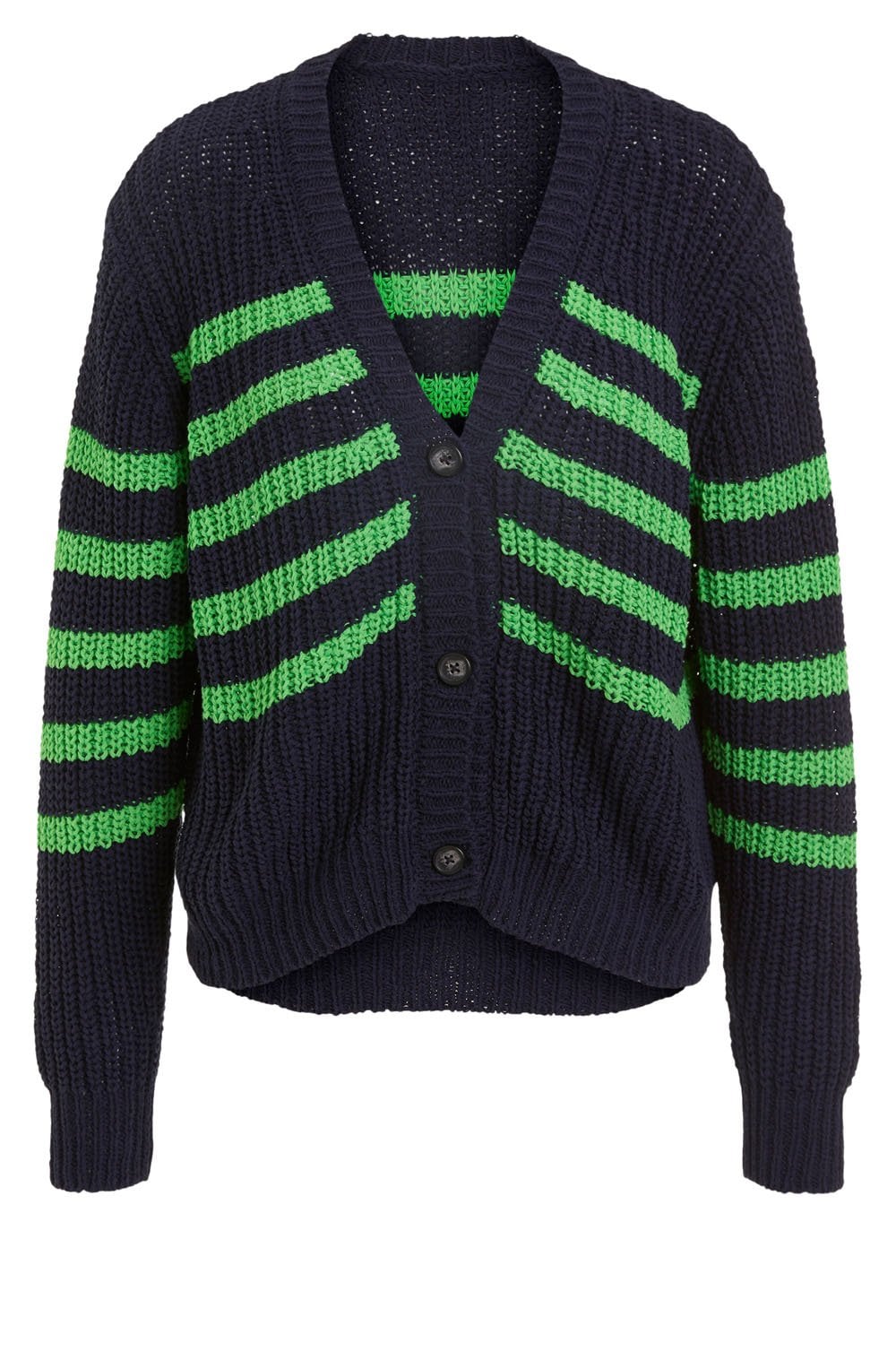Blue and Green Chunky Open Knit Cardigan