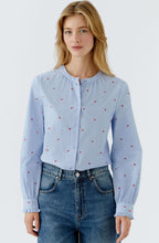 Blue and Mini Red Heart Embroidered Blouse