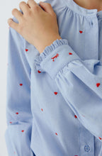 Blue and Mini Red Heart Embroidered Blouse