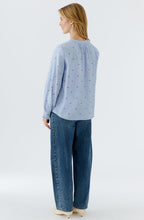 Blue and Mini Red Heart Embroidered Blouse