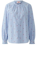 Blue and Mini Red Heart Embroidered Blouse