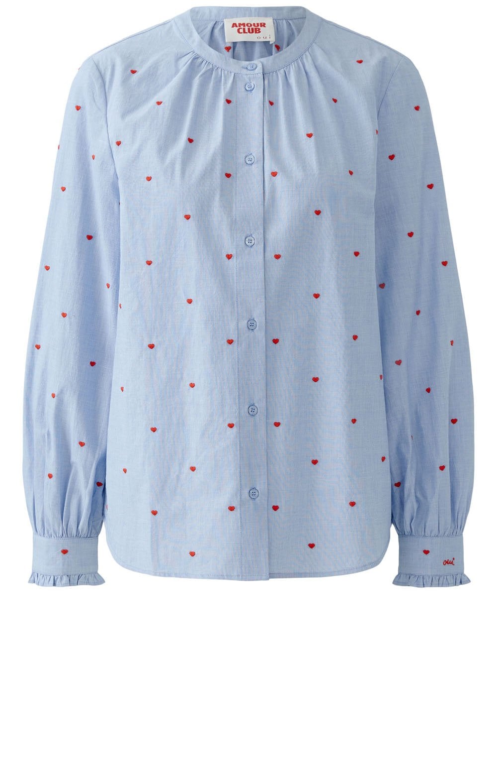 Blue and Mini Red Heart Embroidered Blouse