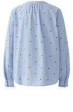 Blue and Mini Red Heart Embroidered Blouse