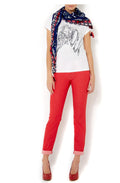 Blue and red diamond print scarf