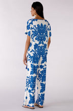 Blue and White Bold Print Jersey Blouse