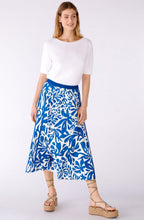 Blue and White Bold Print Pleated Skirt