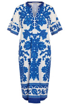 Blue and White Bold Print Tunic Dress