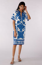 Blue and White Bold Print Tunic Dress