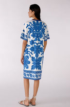 Blue and White Bold Print Tunic Dress