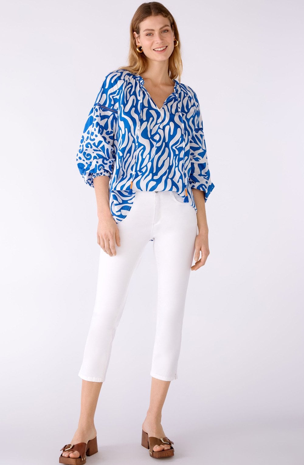 Blue and White Cotton Voile Tunic